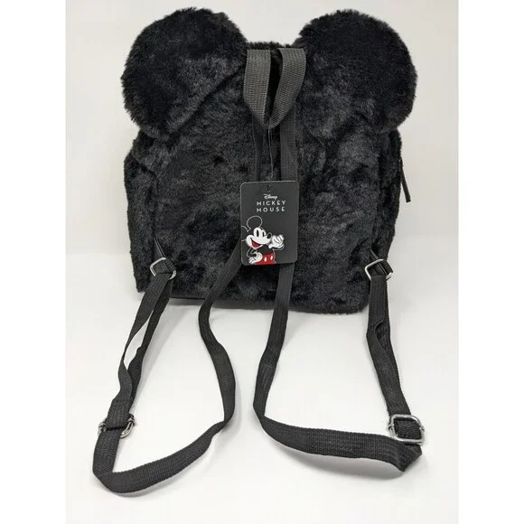 Disney Mickey Mouse Mini Backpack Furry Ears Black Red NWT